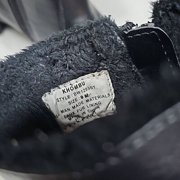 Khombu Women's Black Side Zip Buckle Faux Fur Lining Heeled Ankle Boots Size 9 - Picture 14 of 14